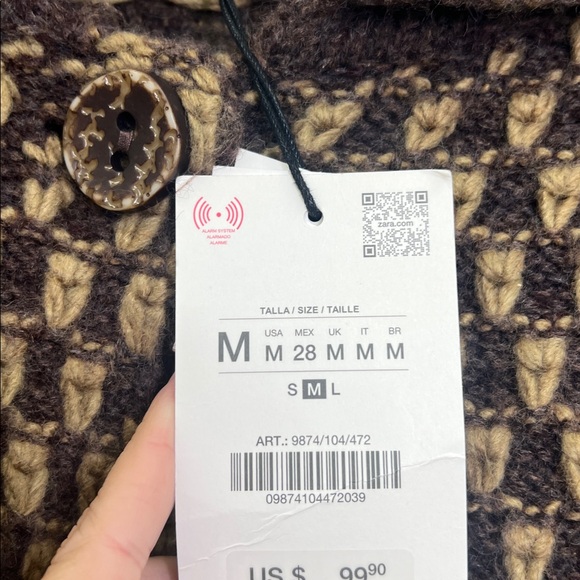 Zara - NWT Oversized Brown Button Down Long Sleeve Sweater Size Medium - Picture 10 of 12